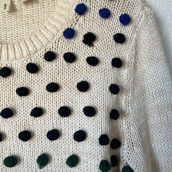 Moth By Anthropologie Knitted Whimsical Pom Pom Sweater Small - Picture 4 of 10